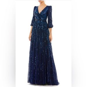 Mac Duggal sequin surplice tulle gown